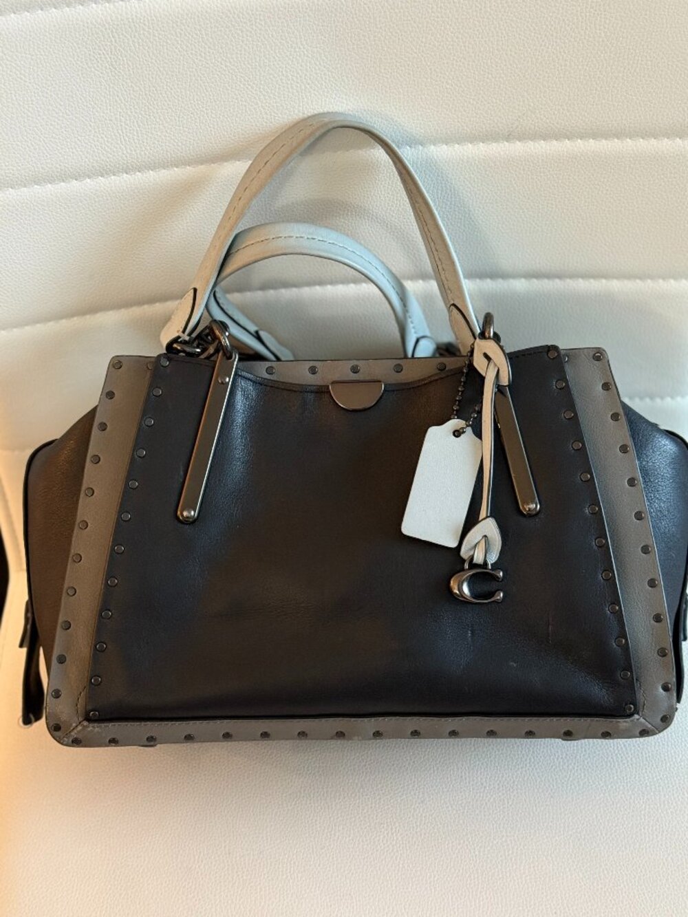 COACH 35605 Dreamer Rivets Black Multi w/ Gun Metal Hardware Satchel Bag Rare